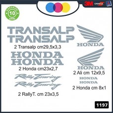 KIT ADESIVI HONDA TRANSALP 10 PZ DI VARIE MISURE - - STICKERS MOTO - accessori, stickers, decal Cod. 1197. (grigio)