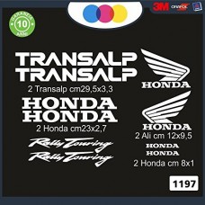 KIT ADESIVI HONDA TRANSALP 10 PZ DI VARIE MISURE - - STICKERS MOTO - accessori, stickers, decal Cod. 1197. (bianco)