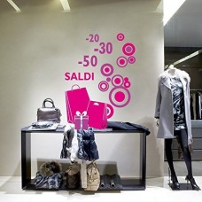 Adesivi Murali vetrofania per saldi - Saldi Con Shopper E Cerchi