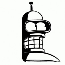 Bender - Futurama - Adesivo Prespaziato - Colore Nero - 15cm