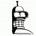 Bender - Futurama - Adesivo Prespaziato - Colore Nero - 15cm