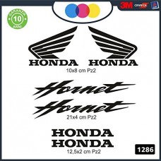 KIT 6 ADESIVI PER MOTO -HONDA -HORNET - rally touring sticker decal Moto Cod. 1286 (Nero)