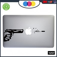 Adesivo PISTOLA - SPARO - PER TUTTI I MODELLI DI Mac Book Apple - ADESIVO PER QUALSIASI COMPUTER ANCHE NON MAC BOOK - COLORE NERO Cod. 1257 (11 " 13 " Macbook Pro)