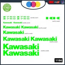 Adesivi Stickers KAWASAKI Z 750 Kit 15pz vari colori, Moto Cod. 1196 (verde)