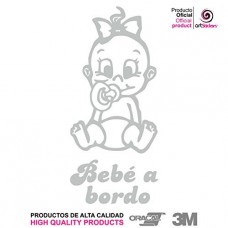 Artstickers&reg; - Adesivo Beb&eacute; a Bordo bimba,&nbsp;Babyfun collection, 10&nbsp;colori a scelta + regalo sorpresa 9cm x 16,5 cm argento