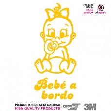 Artstickers&reg; - Adesivo Beb&eacute; a Bordo bimba,&nbsp;Babyfun collection, 10&nbsp;colori a scelta + regalo sorpresa 9cm x 16,5 cm giallo