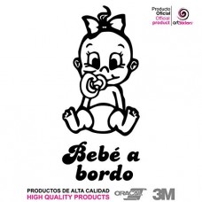 Artstickers&reg; - Adesivo Beb&eacute; a Bordo bimba,&nbsp;Babyfun collection, 10&nbsp;colori a scelta + regalo sorpresa 9cm x 16,5 cm nero