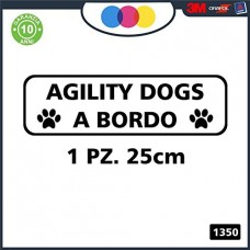 ADESIVO PER AUTO - AGILTY DOGS A BORDO - cane, cani, adesivi cani, STICKERS auto - accessori, stickers, decal Cod 1350 (Nero)