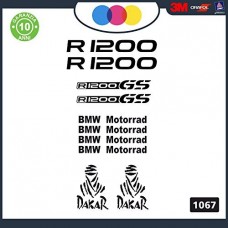 Adesivi Stickers BMW R1200 GS rally touring Kit 10pz Moto Cod. 1067 (nero)