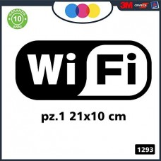 1 Adesivo (NERO) "Free Wifi" per bar, club, uffici,vetrine, negozi, ristoranti, salon, stickers, decal Cod.1293
