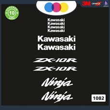 Kawasaki - zx-10r - ADESIVI PER MOTO -ninja sticker decal Kit 10pz Moto Cod. 1082 (Bianco)