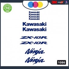 Kawasaki - zx-10r - ADESIVI PER MOTO -ninja sticker decal Kit 10pz Moto Cod. 1082 (Blu)