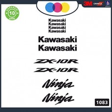 Kawasaki - zx-10r - ADESIVI PER MOTO -ninja sticker decal Kit 10pz Moto Cod. 1082 (Nero)