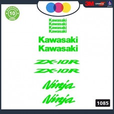 Kawasaki - zx-10r - ADESIVI PER MOTO -ninja sticker decal Kit 10pz Moto Cod. 1082 (Verde)