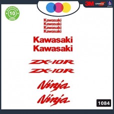 Kawasaki - zx-10r - ADESIVI PER MOTO -ninja sticker decal Kit 10pz Moto Cod. 1082 (Rosso)