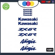 KAWASAKI ZX -6R NINJA - ADESIVI PER MOTO - sticker decal Kit 10pz Moto Cod. 1087 (Blu)