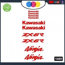 KAWASAKI ZX -6R NINJA - ADESIVI PER MOTO - sticker decal Kit 10pz Moto Cod. 1087 (Rosso)
