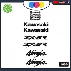 KAWASAKI ZX -6R NINJA - ADESIVI PER MOTO - sticker decal Kit 10pz Moto Cod. 1087 (Nero)