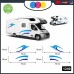 KIT 4 ADESIVI - BLU- CELESTE - DECORATIVI PER AMBEDUE LE FIANCATE - PER CAMPER, FURGONI E VAN - - - Cod. 1240