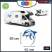 KIT 1 -BLU- ADESIVO PER CAMPER DELFINO - DECORATIVO FIANCATA - - - PER CAMPER, FURGONI E VAN - - - Cod. 1261