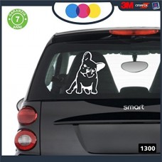 ADESIVO PER AUTO - BULLDOG FRANCESE STICKERS notebook - cane, cani, adesivi cani, STICKERS auto - accessori, stickers, decal Cod 1300 (Bianco)