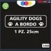 ADESIVO PER AUTO - AGILTY DOGS A BORDO - cane, cani, adesivi cani, STICKERS auto - accessori, stickers, decal Cod 1350 (Bianco)