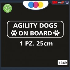 ADESIVO PER AUTO - AGILTY DOGS ON BOARD- cane, cani, adesivi cani, STICKERS auto - accessori, stickers, decal Cod 1349 (Bianco)