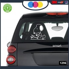 ADESIVO PER AUTO - SNOOPY - STICKERS notebook - cane, cani, adesivi cani, STICKERS auto - accessori, stickers, decal Cod 1296-3 (Bianco)