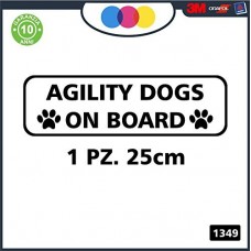 ADESIVO PER AUTO - AGILTY DOGS ON BOARD- cane, cani, adesivi cani, STICKERS auto - accessori, stickers, decal Cod 1349 (Nero)