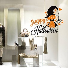 VH0417 Adesivi Murali Wall Art - Gatto Happy Halloween - Misure 63x70 cm - nero e arancio - Vetrofanie per Halloween, vetrine negozi, stickers