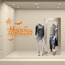 VH0475 Adesivi Murali Wall Art - Happy Halloween 8 - Misure 100x61 cm - arancio - Vetrofanie per Halloween, vetrine negozi, stickers