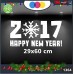 Vetrofanie natalizie e decorazioni di natale - SCRITTA 2017 HAPPY NEW YEAR BIANCO- 29 X 60 CM - DECORAZIONI NATALIZIE XMAS - STICKERS , decal ,addobbi , natale , christmas Cod 1364