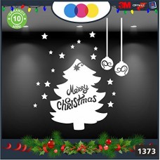 Vetrofanie natalizie e decorazioni di natale - SCRITTA MERRY CHRISTMAS - ALBERO DI NATALE E STELLE \ COLORE:BIANCO - DECORAZIONI NATALIZIE XMAS - STICKERS , decal ,addobbi , natale , christmas Cod 1373
