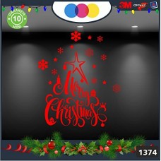 Vetrofanie natalizie e decorazioni di natale - SCRITTA MERRY CHRISTMAS - STELLE E CAMPANE -COLORE: ROSSO - DECORAZIONI NATALIZIE XMAS - STICKERS , decal ,addobbi , natale , christmas Cod 1374-1