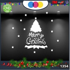 Vetrofanie natalizie e decorazioni di natale - MERRY CHRISTMAS ALBERO DI NATALE COLORE: BIANCO - MERRY CHRISTMAS- DECORAZIONI NATALIZIE XMAS - STICKERS , decal ,addobbi , natale , christmas ,vertofanie natalizie e decorazioni di natale Cod 1354