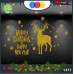 Vetrofanie natalizie e decorazioni di natale - SCRITTA MERRY CHRISTMAS - HAPPY NEW YEAR E RENNA\ COLORE:ORO - DECORAZIONI NATALIZIE XMAS - STICKERS , decal ,addobbi , natale , christmas Cod 1377-2