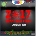 Vetrofanie natalizie e decorazioni di natale - SCRITTA 2017 HAPPY NEW YEAR COLORE: ROSSO - 29 X 60 CM - DECORAZIONI NATALIZIE XMAS - STICKERS , decal ,addobbi , natale , christmas Cod 1364-1