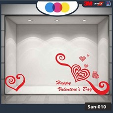 Vetrofania San Valentino - Cuori adesivi - Dimensioni 70X80 cm - rosso - Vetrine per negozi - love, san valentino, stickers, adesivi