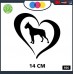 ADESIVO PER AUTO - CANE NEL CUORE - LOVE DOGS - STICKERS - cani, adesivi cani, STICKERS auto - accessori, stickers, decal Cod 925 (NERO)
