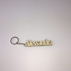 Portachiave in legno con gancio in metallo - personalizzato con nome (Alessandra)
