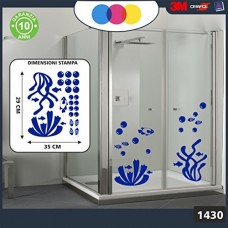 ADESIVO PER DOCCE-FANTASIA BOLLE,CORALLI E PESCI TROPICALI Cod.1430 (BLU)