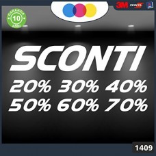 Vetrofanie - SCONTI- 20%-30%-40%-50%-60%-70% (BIANCO) ADESIVI VETRINE NEGOZI - Vetrine negozi per saldi, stickers, adesivi Cod.1409