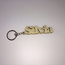 Portachiave in legno con gancio in metallo - personalizzato con nome (Silvia)