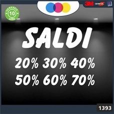 Vetrofanie -SALDI - 20%-30%-40%-50%-60%-70% (BIANCO) ADESIVI VETRINE NEGOZI - Vetrine negozi per saldi, stickers, adesivi Cod.1393