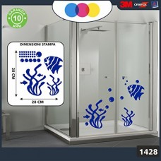ADESIVO PER DOCCE-FANTASIA BOLLE,CORALLI E PESCI TROPICALI Cod.1428-1 (BLU)