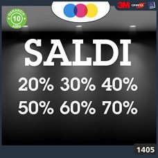 Vetrofanie - SALDI - 20%-30%-40%-50%-60%-70% (BIANCO) ADESIVI VETRINE NEGOZI - Vetrine negozi per saldi, stickers, adesivi Cod.1405