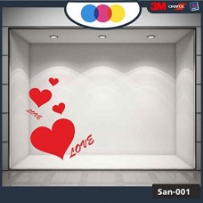 Vetrofania San Valentino - Cuori adesivi - Dimensioni 60X30 cm - rosso - Vetrine per negozi - love, san valentino, stickers, adesivi