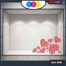 Vetrofania San Valentino - Cuori adesivi - Dimensioni 80X40 cm - rosso - Vetrine per negozi - love, san valentino, stickers, adesivi