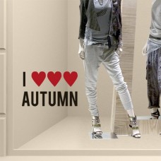 VSD0488 Adesivi Murali - I love autumn - Misure 40x25 cm - rosso e nero - Vetrofanie per saldi, vetrine negozi, stickers, adesivi
