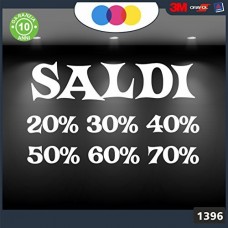 Vetrofanie - SALDI - 20%-30%-40%-50%-60%-70% (BIANCO) ADESIVI VETRINE NEGOZI - Vetrine negozi per saldi, stickers, adesivi Cod.1396